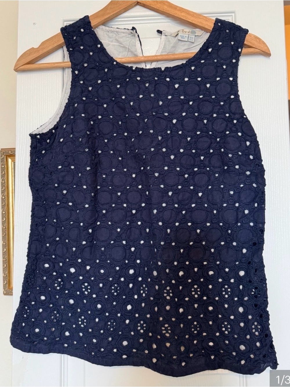Boden Navy Eyelet Sleeveless Shell Top - Picture 2 of 4